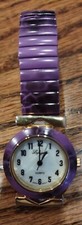 Vintage Lafayette Women's Quartz Watch White Dial Gold Purple Band New Battery