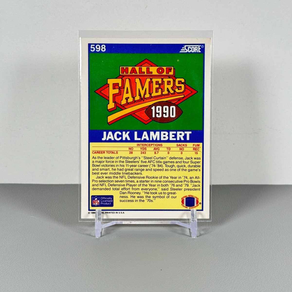 1990 Score MLB Card: JACK LAMBERT #598 Hall of Famer | Pittsburgh