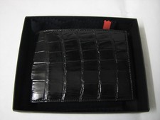 PORTAFOGLIO IN VERO ALLIGATORE ( COCCODRILLO )  NERO UOMO NUOVO MADE ITALY
