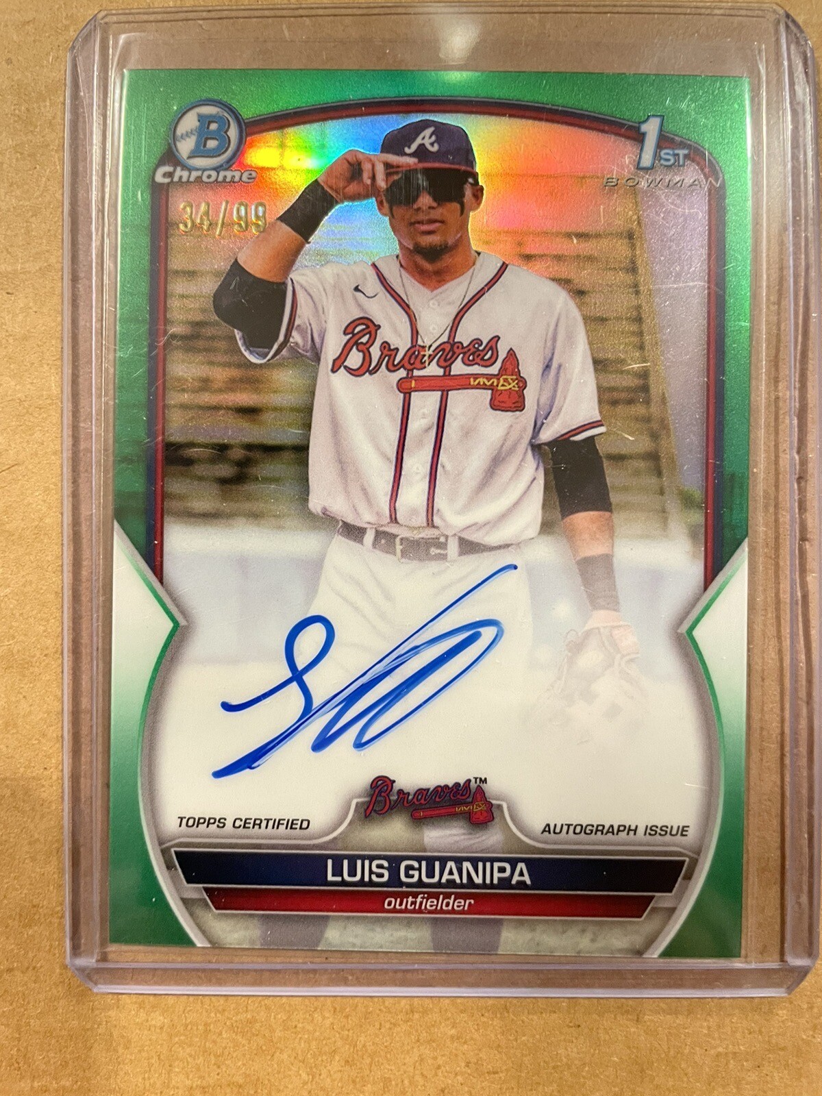 2023 Bowman Chrome Luis Guanipa 1st Green Autograph #D /99 Card