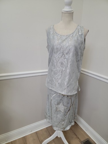 Vintage French Collizioni Silver Lace Disco Party Suit 3pcs/Size M/Oversize - Picture 8 of 18