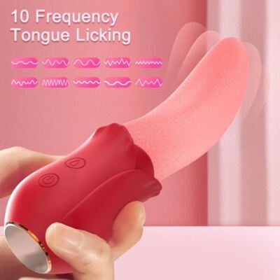 10 Vibration-Modes-Rose-Vibrator-Tongue-Licking-Sucker- Massager For Women  | eBay