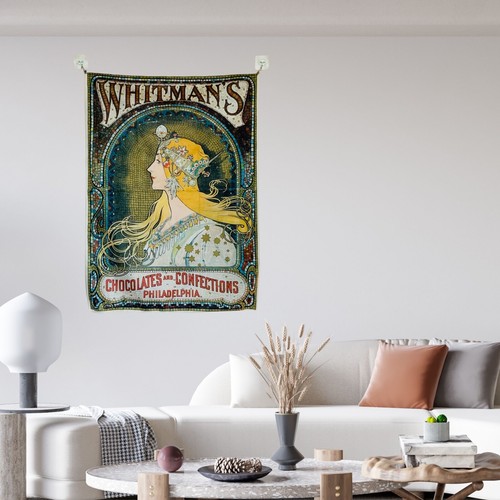 Whitman's Chocolate Alphonse Mucha Tapestry Wall Hanging Home Decor Art Nouveau - Picture 2 of 10