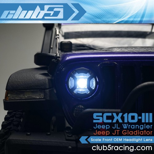Scale OEM Front Headlight Lens for SCX10 III Jeep JL Wrangler / JT Gladiator - Picture 8 of 9