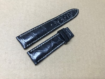 20mm/18mm Black Alligator Crocodile Embossed Leather Watch Strap Band