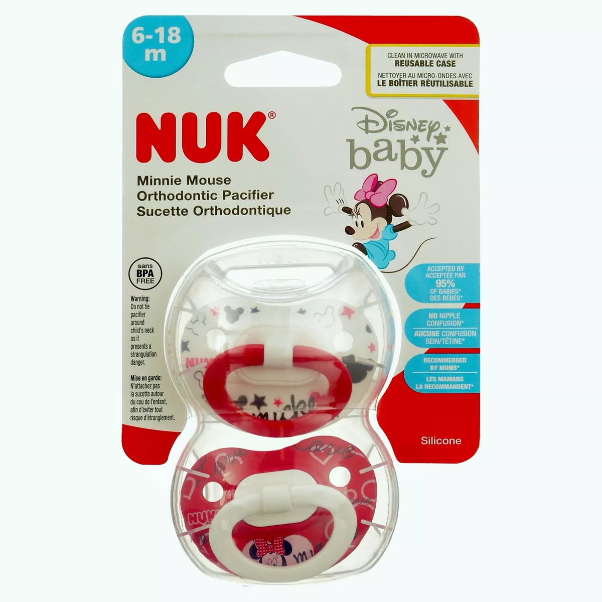 NUK 6-18 Months 2 Pack Disney “Minnie Mouse” Red & White