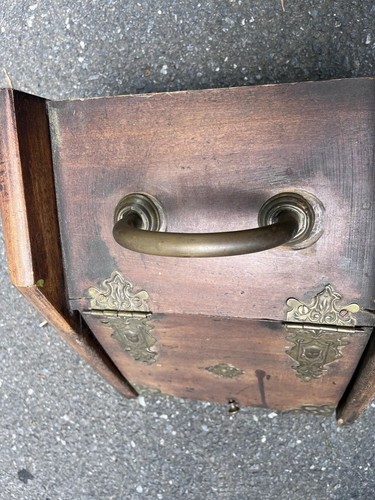 Antique English Victorian Wood Coal Scuttle Fireplace Hearth Box Rare - Picture 18 of 24