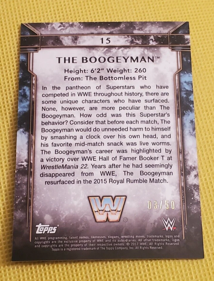2017 Topps Legends of the WWE Blue /50 The Boogeyman #15 - Image 2 of 2
