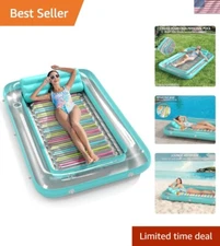Inflatable Tanning Pool Lounger Float - 4 in 1 Sun Tan Tub Sunbathing Pool Lo...