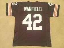 UNSIGNED CUSTOM Sewn Stitched Paul Warfield Brown Jersey - M, L, XL, 2XL