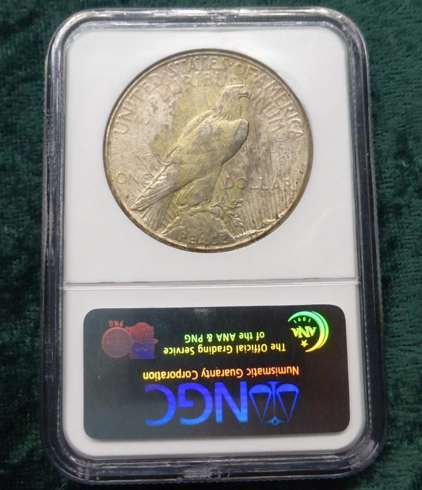 1925 S NGC AU58 Peace Silver Dollar, Semi Key Date, Certified USA Silver $1 Coin - Image 2 of 4