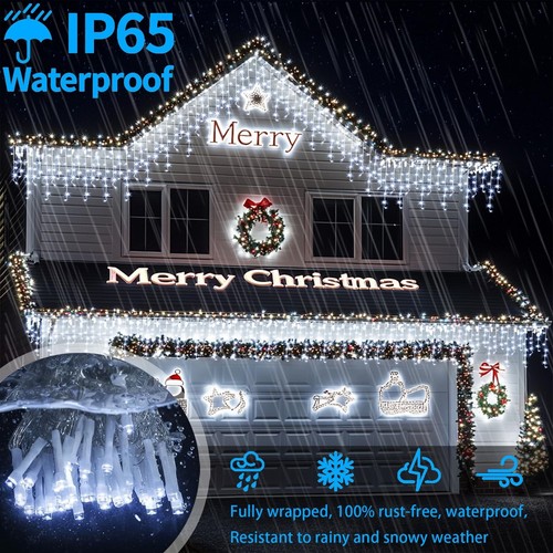 Solar Icicle Lights 50+16Ft 506 LED Outdoor Decorations with 101 Drops 8 Mode... - Picture 6 of 8
