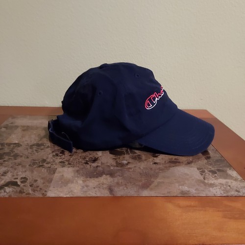 Champion Hat Mens Strap Back Adjustable Blue Embroidered Logo Twill Unisex Red - Picture 3 of 7