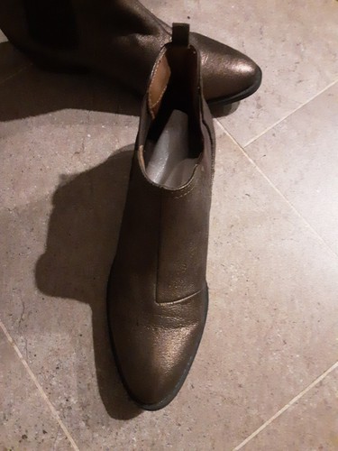 Metallic Bronze Canvas Ankle Boots 10 - Picture 3 of 4