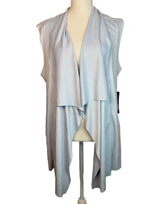 Luii Faux Suede Leather Women's Vest, Size L, Lt Blue, Chic Boho Fairycore