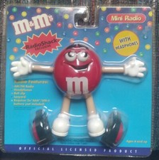 Vintage Radio Shack M M's RED M M Mini AM/FM Portable Radio With Headphones NIP