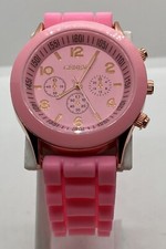 NEW GENEVA Ladies Watch Fresh Battery Creamy Pink Strap Large Dial Fits to 7.5