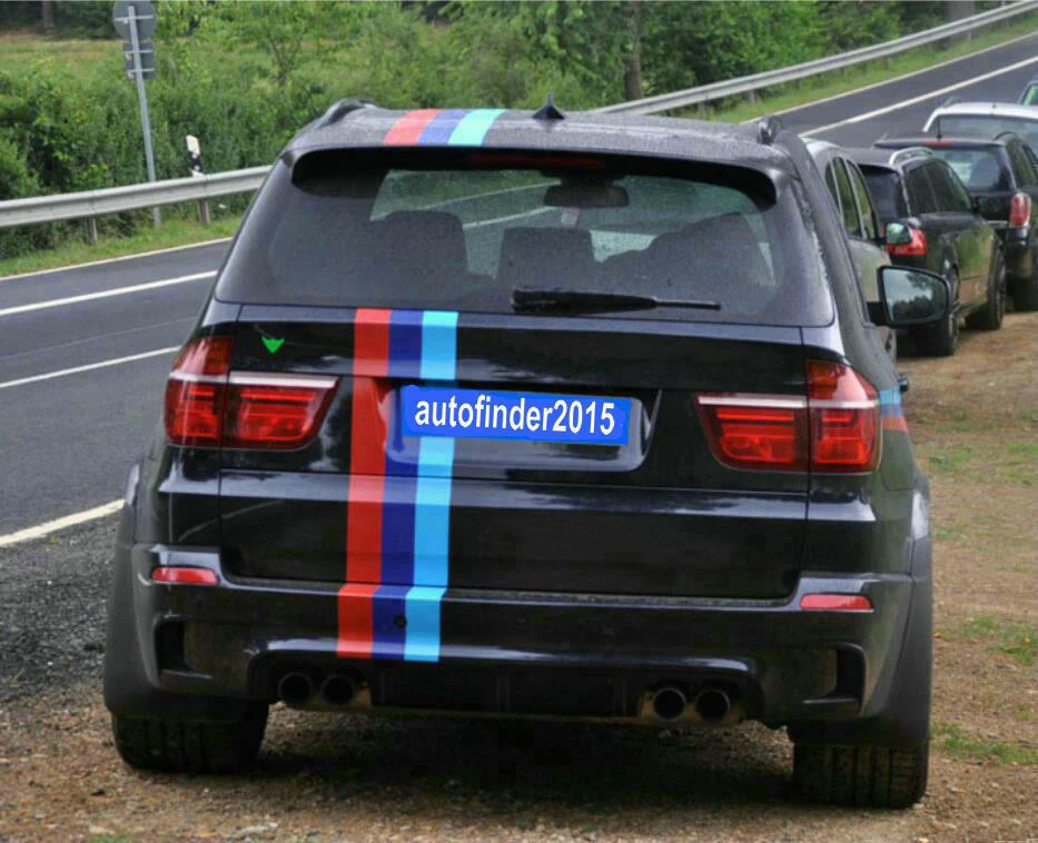 Pegatina tricolor de coche a rayas de carreras para BMW X3 X5 gráficos calcomanía de deportes de motor  Foto 4 de 4
