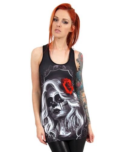 Liquorbrand Faithless Red Rose Dod Black Emo Punk Rock Gothic Tank Top 8 10 16 Ebay