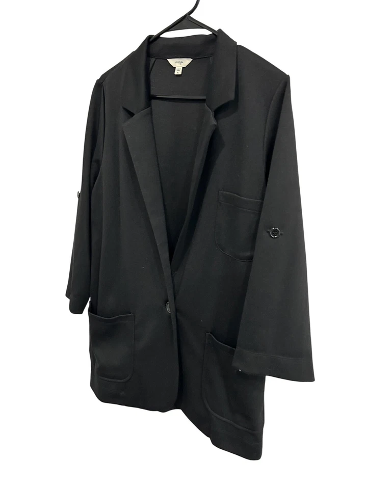 Energie Womens Black Long Sleeve Blazer Jacket Pockets Button Details Size XL - Image 3 of 4