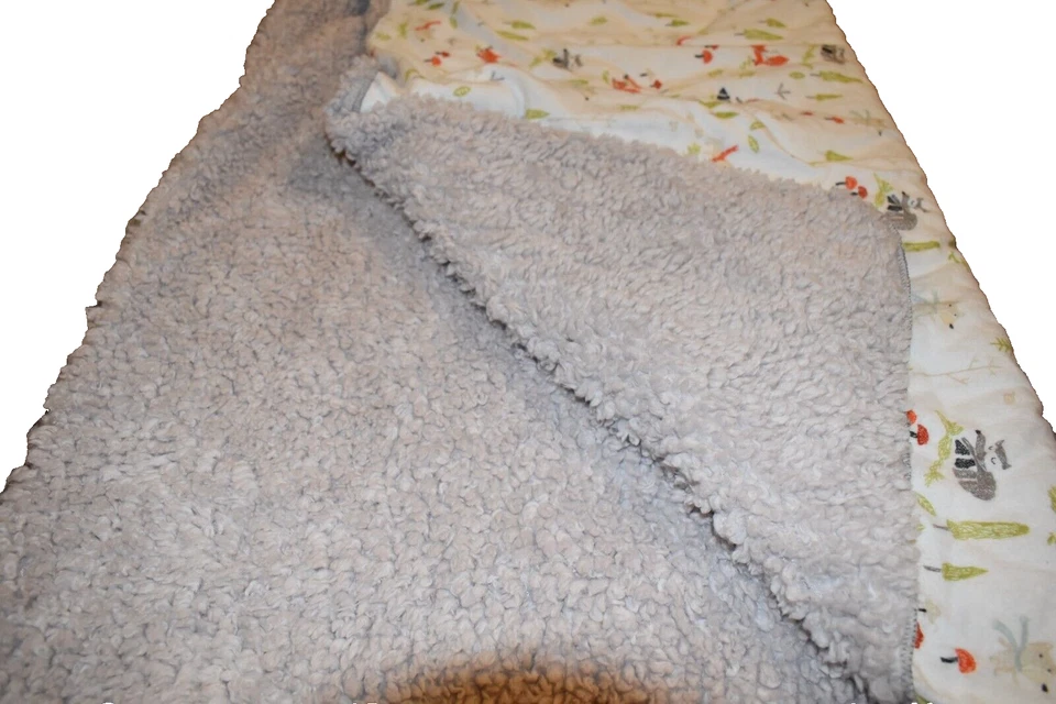 K6 TREND LAB Forest Animals FOX Bear Tree Flannel Plush Sherpa Crib Baby Blanket - Image 4 of 4