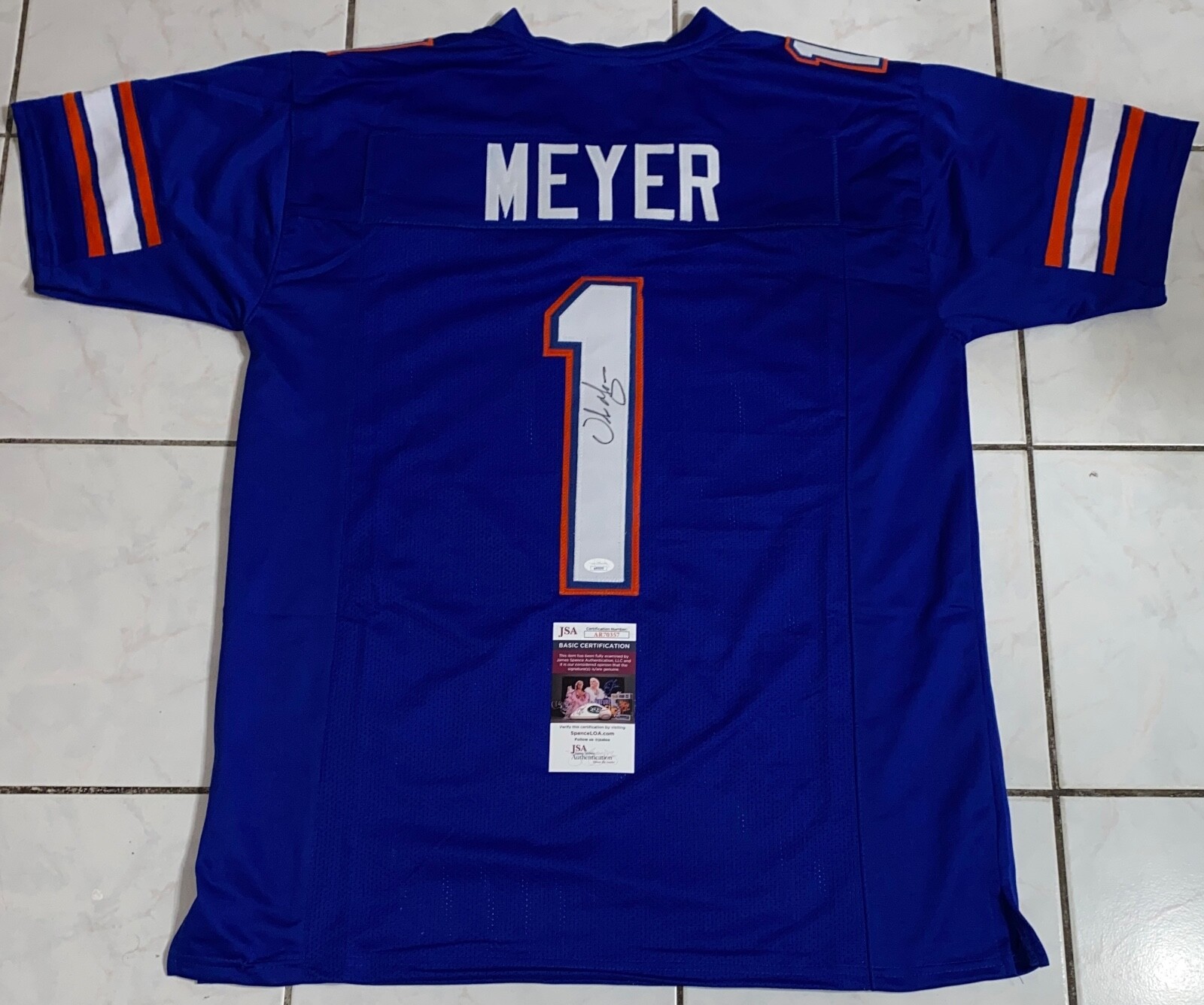Urban Meyer Autographed Signed Florida Gators Custom Jersey JSA 