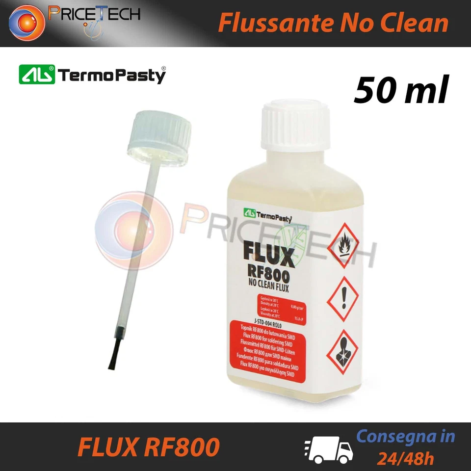 AG TERMOPASTY LIQUIDO FLUSSANTE RF 800 NO CLEAN PER SMD RIGENERA SALDATURE 50 ML SALDATURA