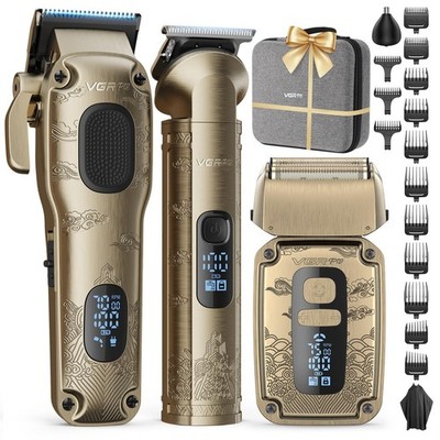 VGRPRO Hair Clipper & Trimmer Set for Men Professional, Waterproof Gloden