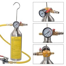 AC Flush Set, Air Conditioner System Flush Canister Kit with Pressure Gauge