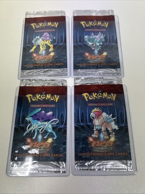 Pokemon Neo Revelation Empty Booster Wrapper Full Artwork Set (4x) WOTC Englisch