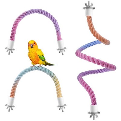 3 Pcs Gradient Color Bird Rope Perches, Bendable Climbing Stand for Parrots, Coc