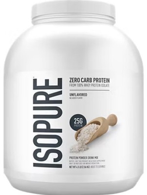 Isopure Zero Carb 100% Pure Whey Isolate Protein Powder Unflavored 4.5lb KETO GF