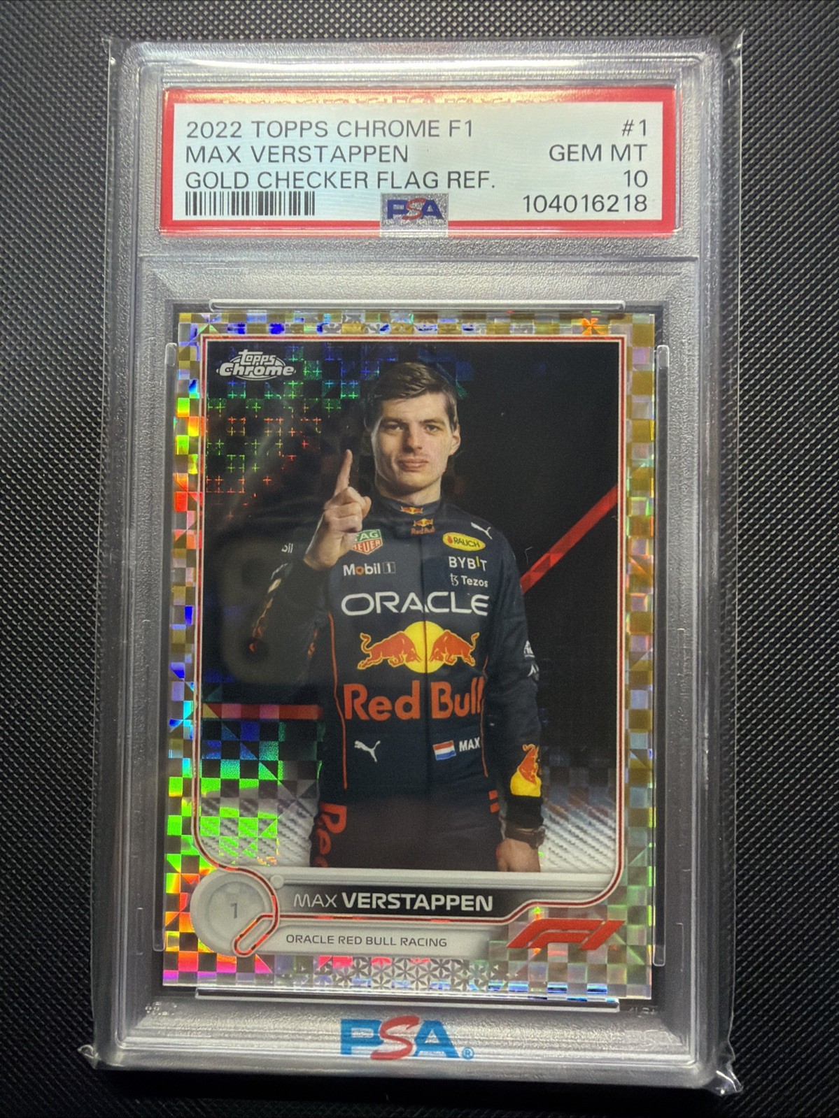 2022 Topps Chrome Formula 1F1 #1 GOLD Checker Flag Refractor 34/50 PSA 10