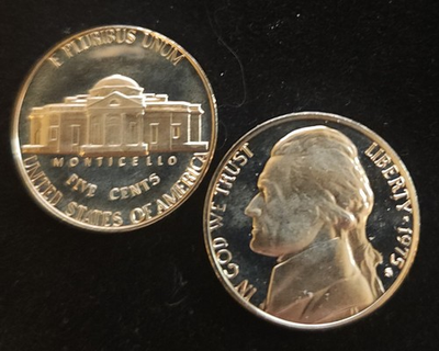 #ad 1975 S JEFFERSON NICKEL GEM PROOF CAMEO $1.98
