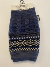 NWT Muk Luks Swiss Fairisle Boot Topper Leg Warmers Blue/Black Cable Knit