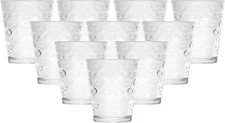 Circleware Circles Juice Drinking Glasses Set of 10 Heavy Base Tumbler Beverage
