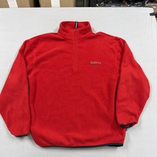 Nautica Competition Sweatshirt Mens Large Red Fleece 1/4 Zip Mock Neck Pullover