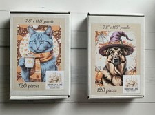 Set of 2 x 120 pc each Fall puzzles 7.8" x 11.3" Imperfect 