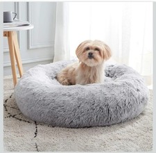 Calming Soft Round Dog Cat Bed Small Dog Bed Washable,20"  Fluffy Faux Fur Cud