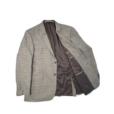Jos. A. Bank Traveler Men's Gray Blue Glen Plaid Men's Blazer Wool 46L Modern