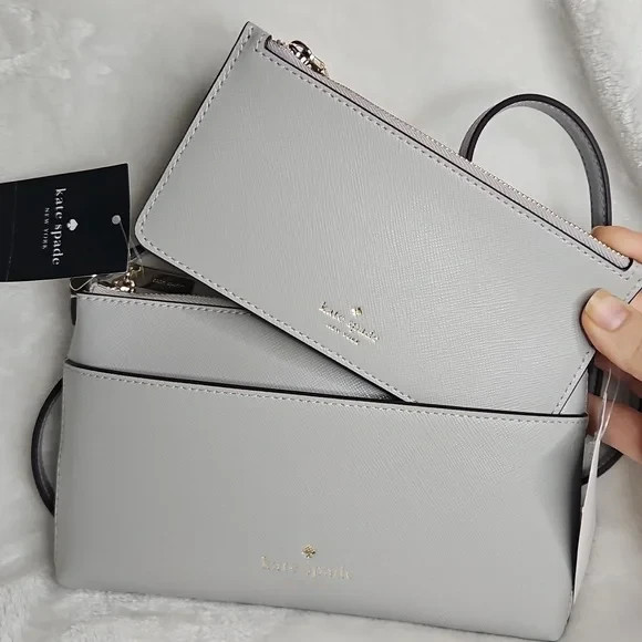 Kate Spade Sadie Saffiano Leather Top Zip Stone Crossbody Set Bag K7402 $249 thumbnail 3