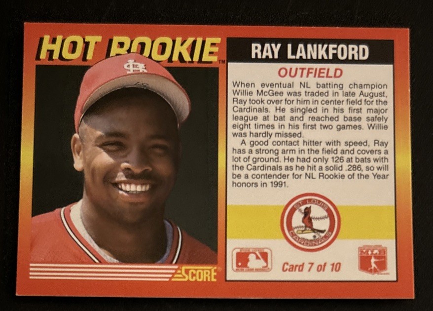 1991 Score Hot Rookies Ray Lankford Baseball Rookie Card (RC) #7