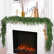 2Pc 6FT Norfolk Pine Garlands, Real Touch Greenery for Table Mantel Wall Decor