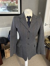 Caldene 34”blue Herringbone 100% Wool Tweed Jacket Vgc Red/blue Chk