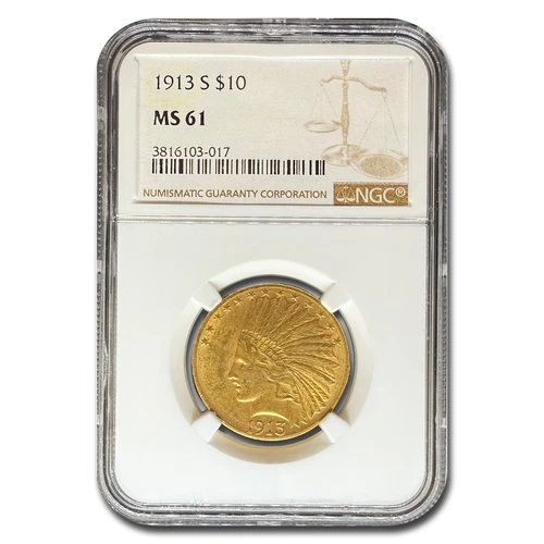 1913-S $10 Indian Gold Eagle MS-61 NGC