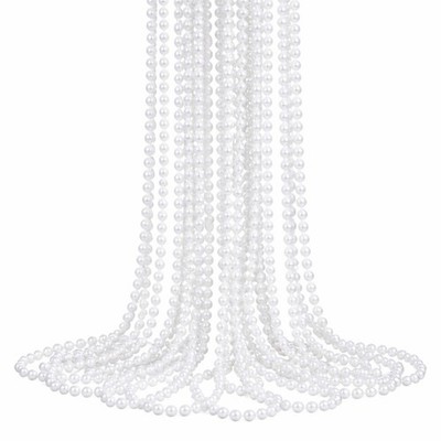 Sureio 12 Pack Fake Pearl Necklace Bulk Long Women's 31.5 inches, White