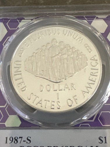 1987 S $1 Constitution Silver Commemorative Dollar PCGS PR69DCAM Purple Core - Picture 5 of 6