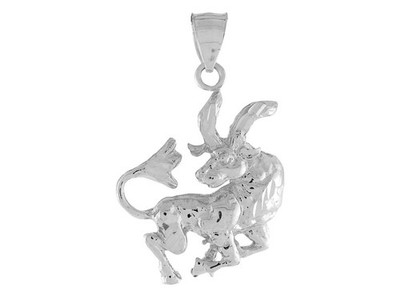 JackAni 10k oder 14k Weißgold schillernder Stier Sternzeichen Anhänger