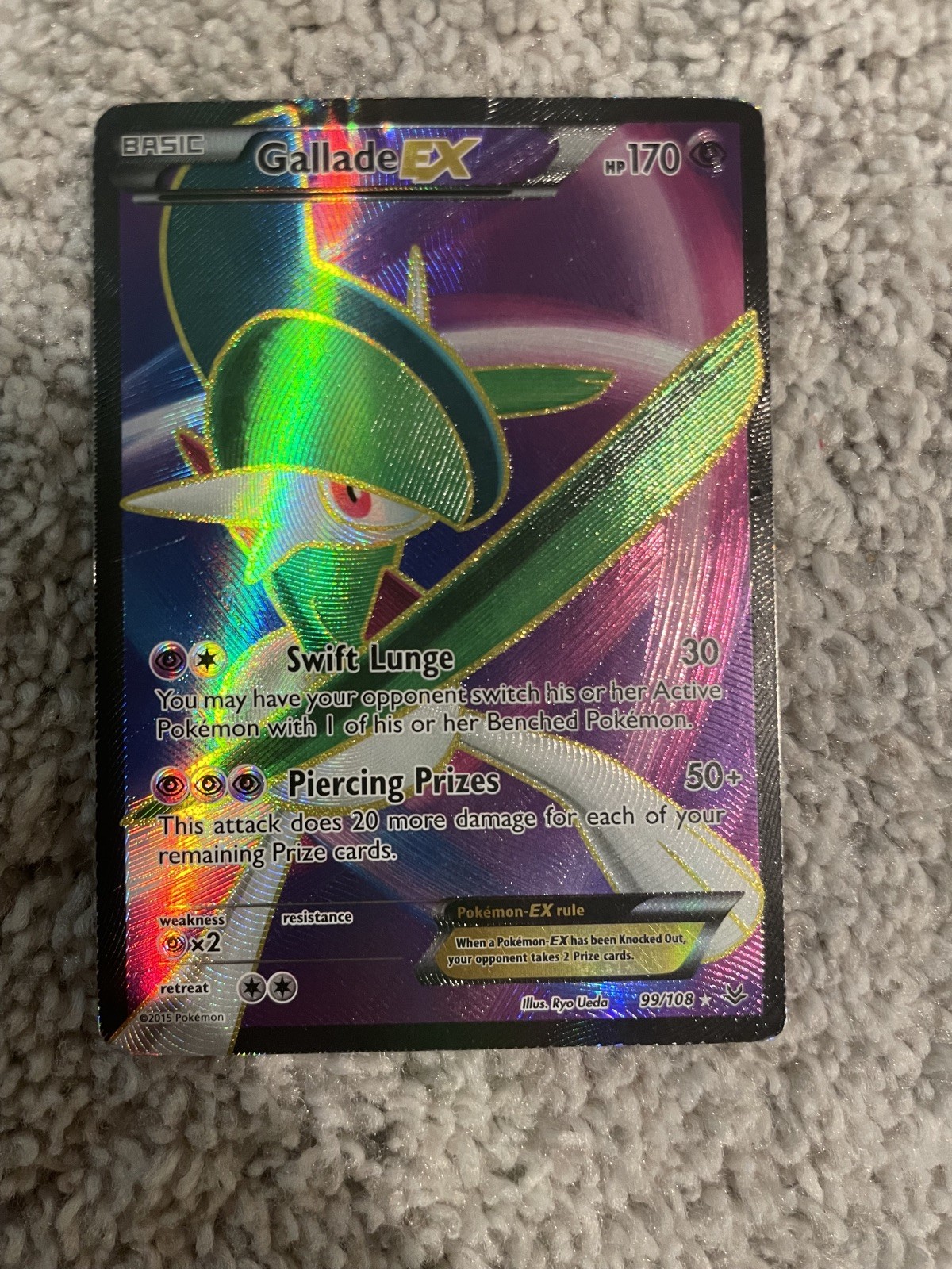 Gallade EX 99/108 FULL ART ULTRA RARE XY Roaring Skies Pokemon Card NM HOLO 2015