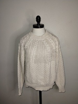 Philosophy Women's Cable Knit Sweater Size Medium, Soft Chunky Crew Neck Cream